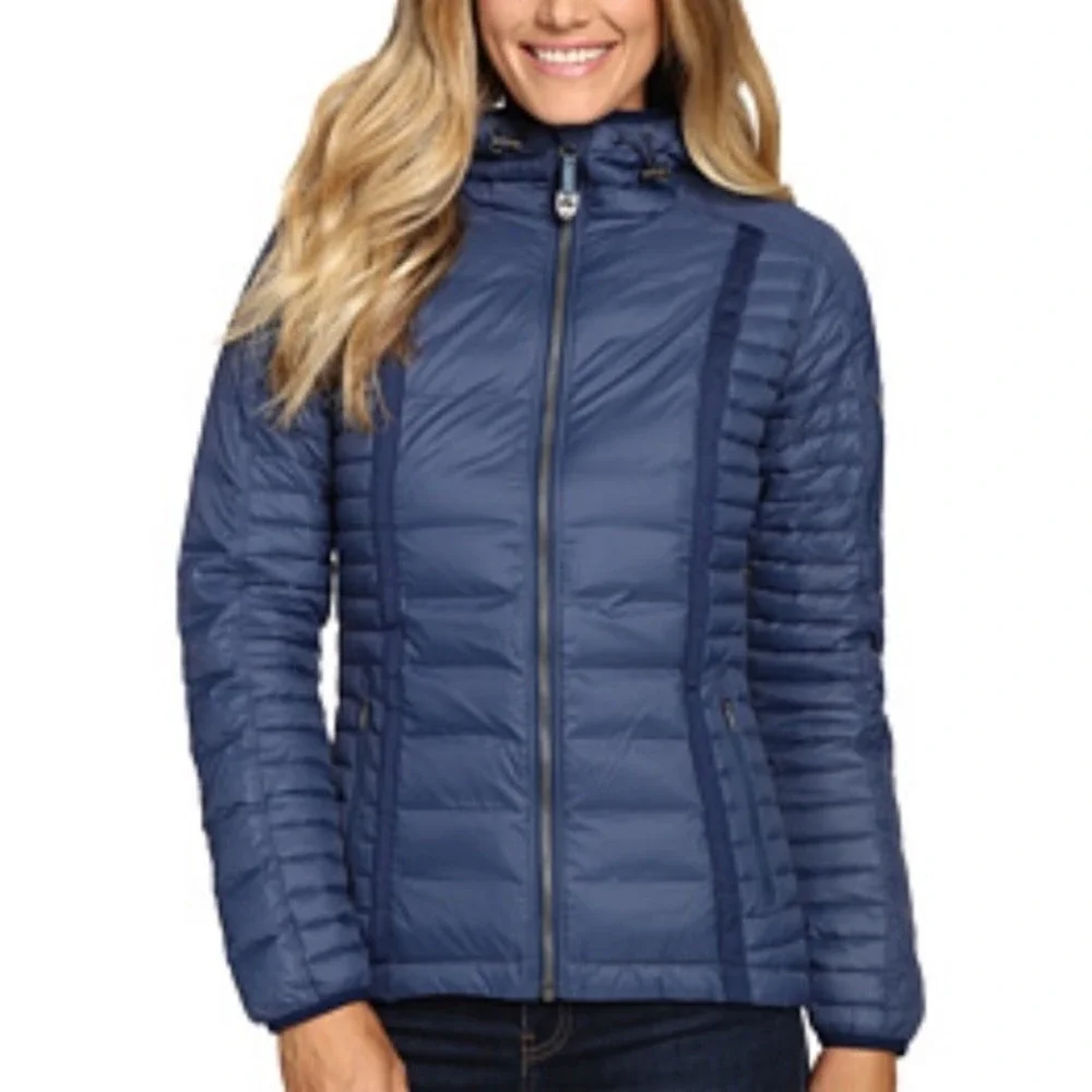 Kuhl Women Spyfire Hoody Down Puffer Jacket Blue Womens Small